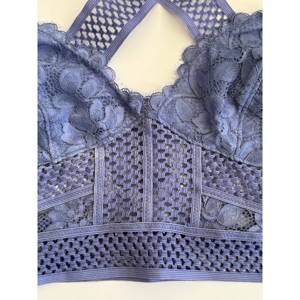 NWT Free‎ People INTIMATELY Sitting Pretty Floral Lace Brami Egret Blue Size S - Picture 7 of 16